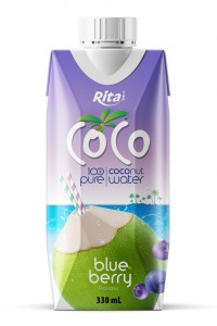 COCO 100 pure coconut water with blueberry flavour 330ml Paper box